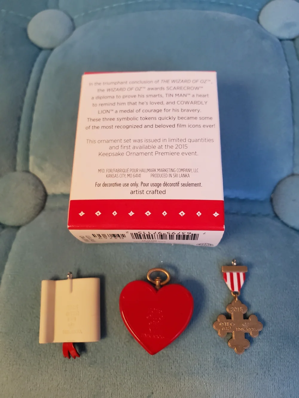 Hallmark Keepsake Wizard of Oz Ornaments 2015 A Brain Heart Nerve QXE3749